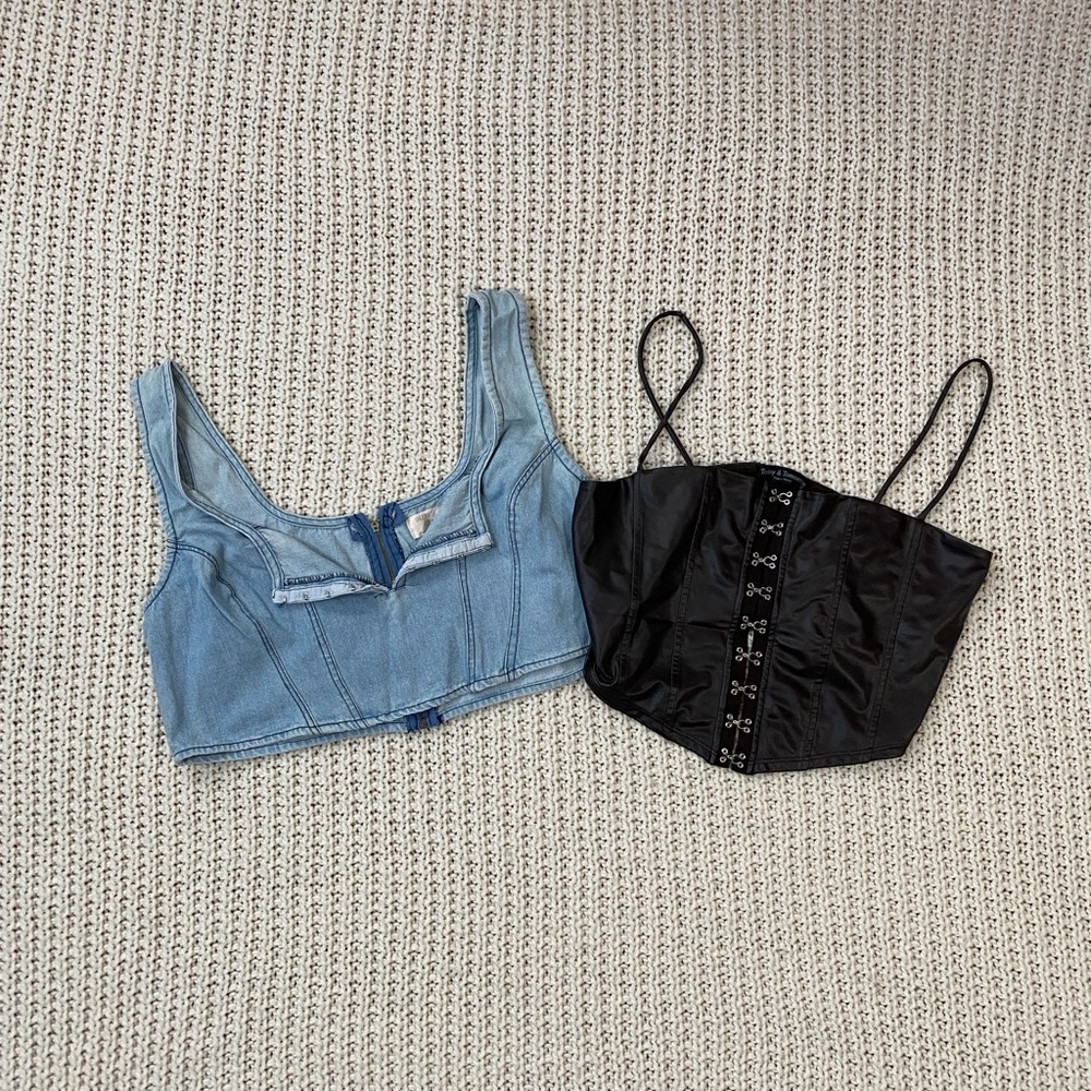 Y2K Denim and Black Corset Tops